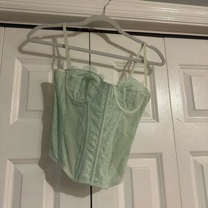 Urban Outfitters Mint Green Lace Corset Top
